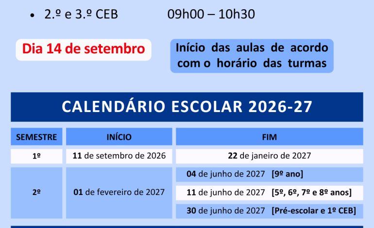 Calendário Escolar 2026-2027