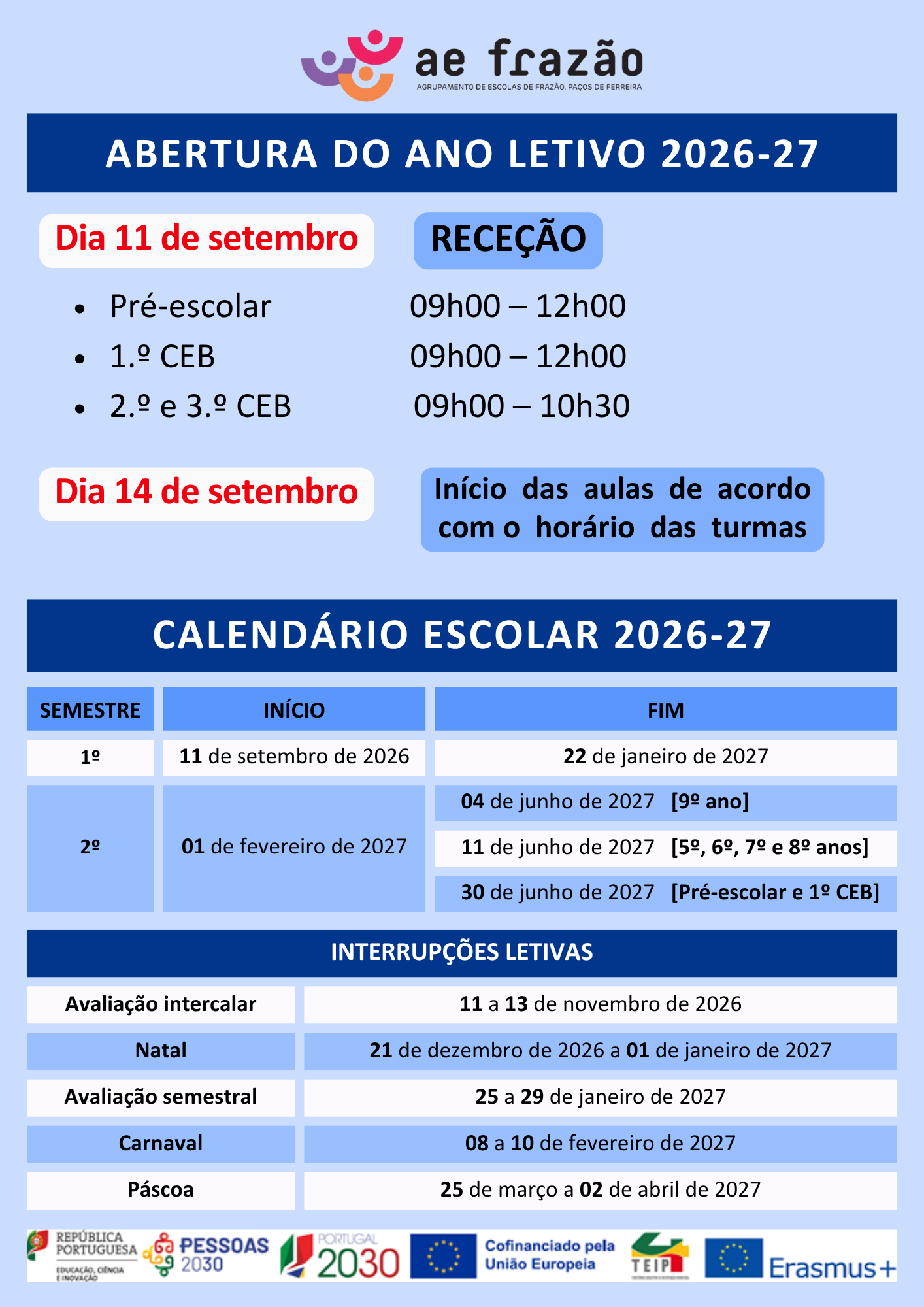 Calendário Escolar 2026-2027