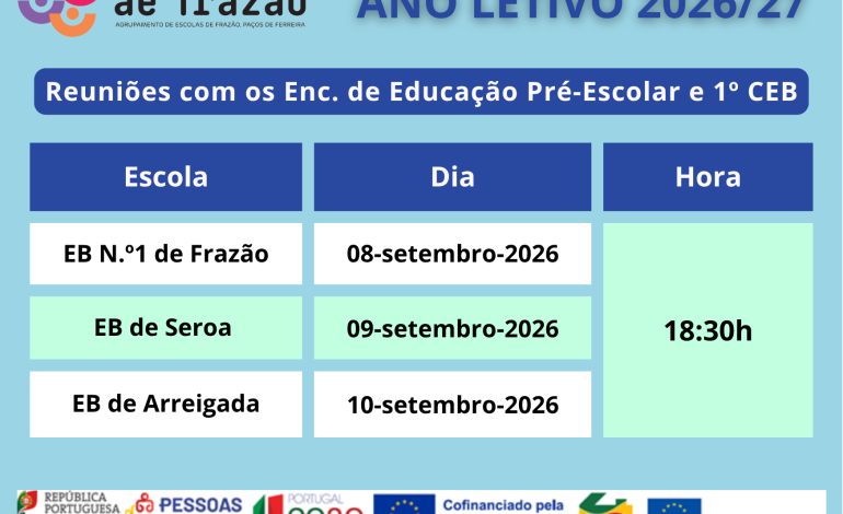 Reuniões – Encarregados de Educação do Pré-Escolar e 1ºCiclo